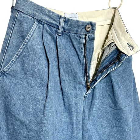 CAERULA PER LIGHTS"11oz denim wide tuck pants"(sax)unisex