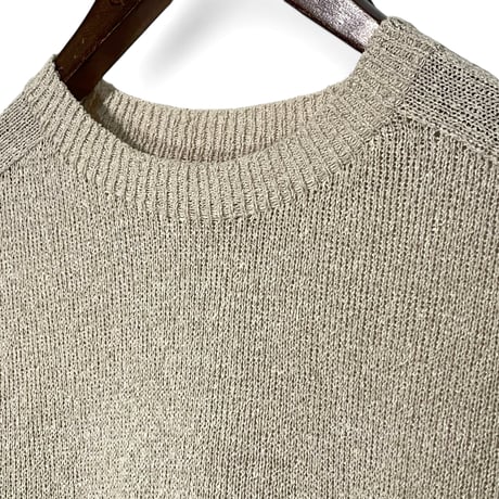 Linen ya(as it is)"crewneck short sleeve knit washi"(beige)women's