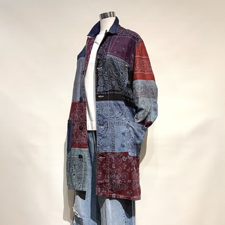 Slow Hands "bandana patch work coat"(ice gray asst)unisex-(S)