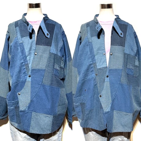 FUNSET OF ART “indigo patchwork wagase shirts"(indigo)unisex2
