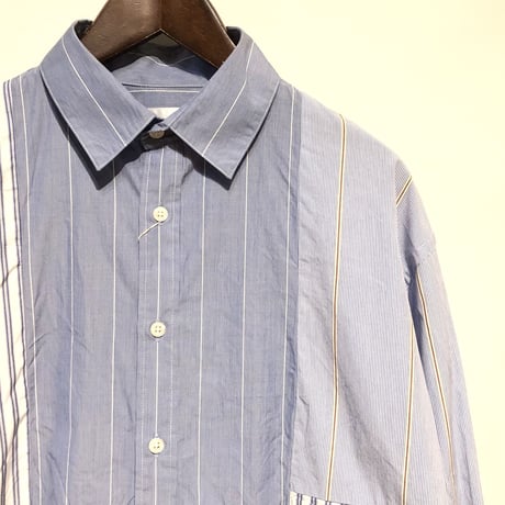 H.UNIT "stripe crazy L/S shirts" (white) unisex