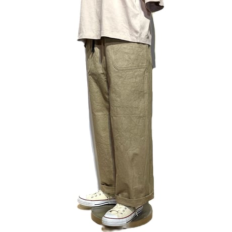 Linen ya"straight baker pants"(beige)women's