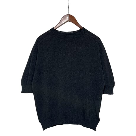 Linen ya(as it is)"crewneck short sleeve knit washi"(black)women's