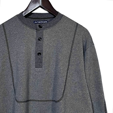 TigreBrocante"3seam honycomb waffle henleyneck L/S T"(charcoal)unisex