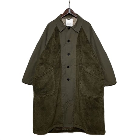 H.UNIT "nylon × boa switching coat" (khaki) unisex