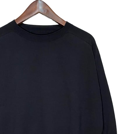 Linen ya"crewneck quater sleeve cotton knit"(black)women's