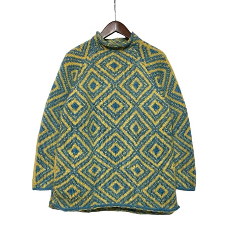 Slow Hands"nordic roll neck mohair knit"(teal)unisex