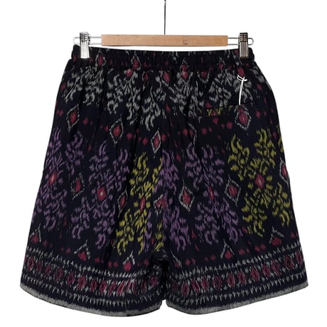 Jawndi "kasuri easy short pants" (black×purple)