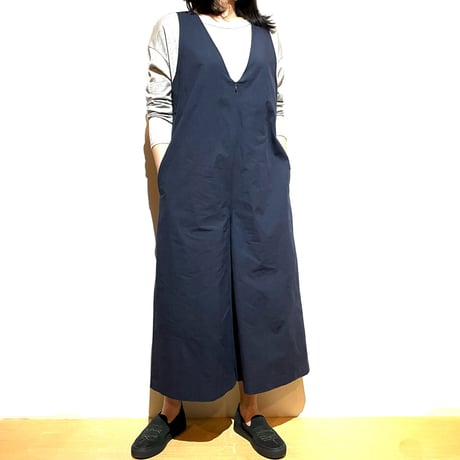 Linen ya"cotton salopette"(navy)women's