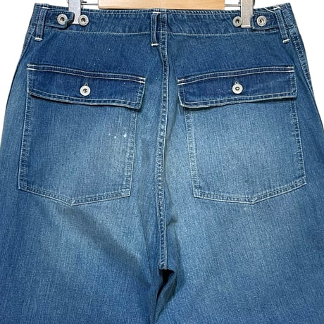 H.UNIT "Denim fatigue pants used wash" (indigo) unisex