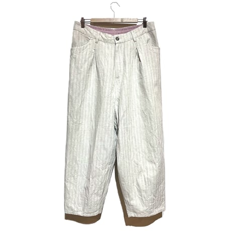 SlowHands”linen×cotton herringbone poofy pants"(natural)unisex