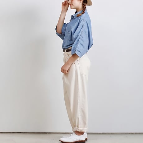 H.UNIT "5oz chambray indigo dollman sleeve shirts"(indigo) unisex