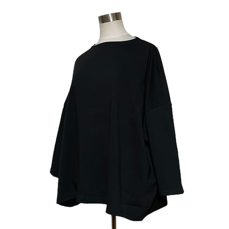 Linen ya"delave long sleeve border T-shirs"(black solid)women's