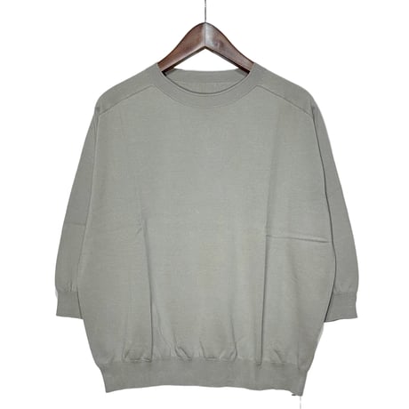 Linen ya"crewneck quater sleeve cotton knit"(greige)women's