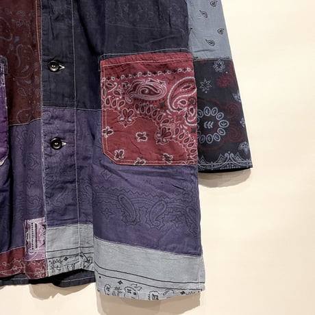 Slow Hands "bandana patch work coat"(ice gray asst)unisex-(L)