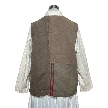 TigreBrocante"Re euro linen sheets mix open pocket vest"(mocha)women's