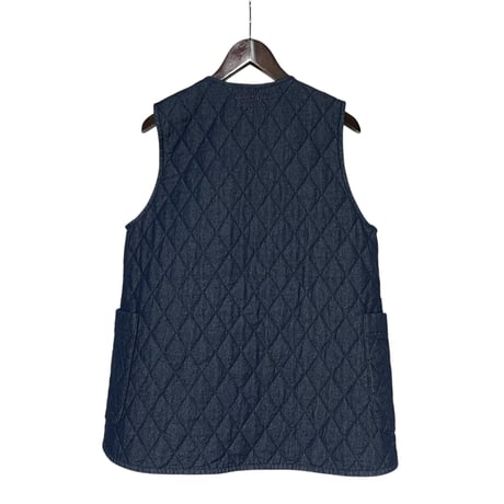 TigreBrocante"7oz denim quilting fastening tape vest“(indigo)women's