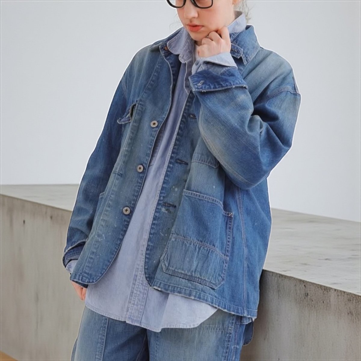 週末セール中　H.UNIT denim coveralls used wash H.UNIT 