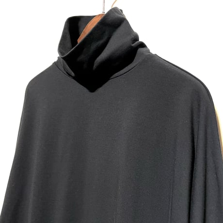 Linen ya"cotton×silk dolman sleeve high neck"(black)women's