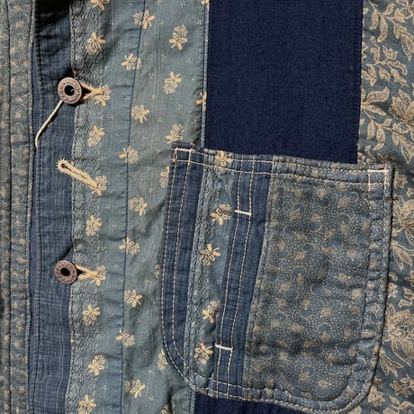 FUNSET OF ART “indigo 抜染 patchwork coveralls"(indigo)unisex