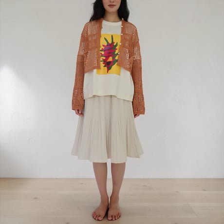 ASEEDONCLOUD"family tradition knit tops Filet lace Cardigan"(orange)women's