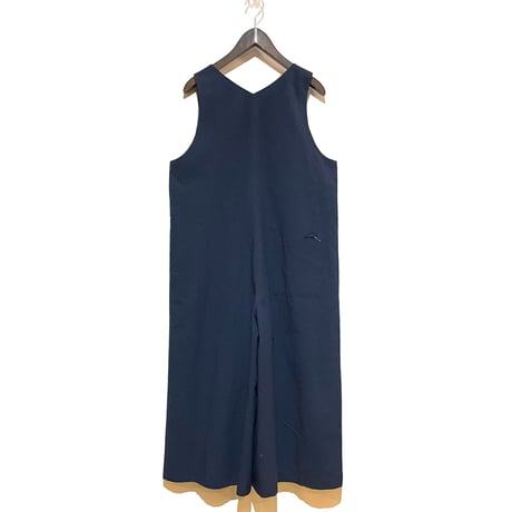 Linen ya"cotton salopette"(navy)women's