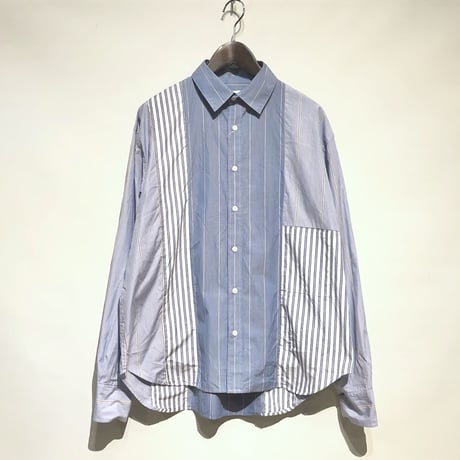 H.UNIT "stripe crazy L/S shirts" (white) unisex