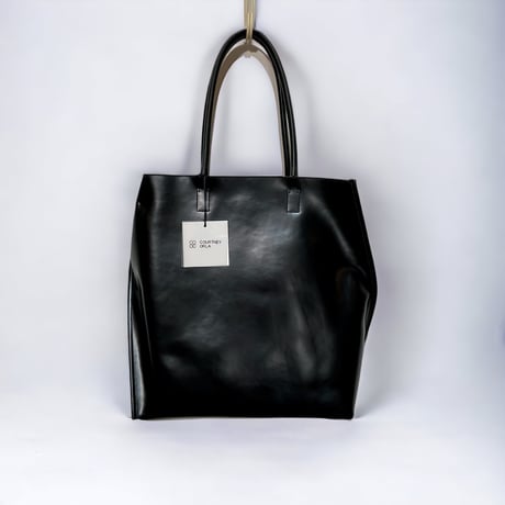 Courtney orla "slope tote w shoulder handle" PVC×LEATHER (black×chinese red)