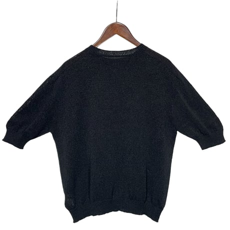 Linen ya(as it is)"crewneck short sleeve knit washi"(black)women's