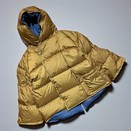 Slow Hands "poncho down parka reversible"(teal×mustard)women's