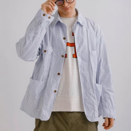 H.UNIT "stripe shirtalls" (blue) unisex