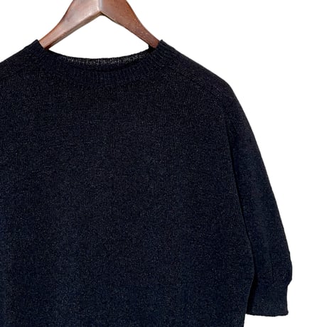 Linen ya(as it is)"crewneck short sleeve knit washi"(black)women's