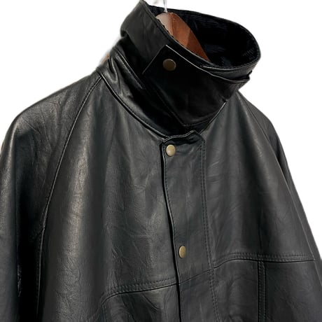 yoused"all leather drivers jacket"(black)unisex