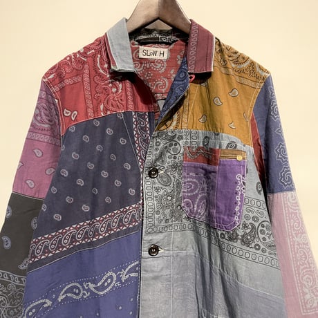 Slow Hands "bandana patch work coat"(ice gray asst)unisex-(M)