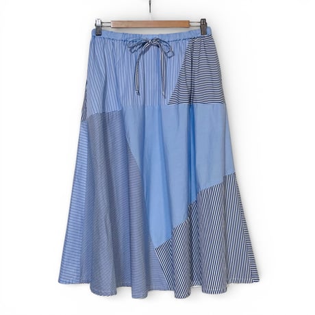 TigreBrocante"stripe mix flare random patch skirt"(blue)women's
