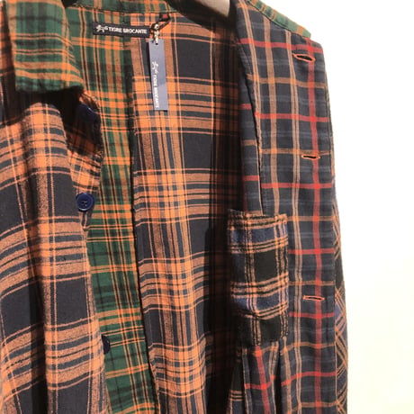 TigreBrocante"mix flannel check stallman coat"(orange)unisex