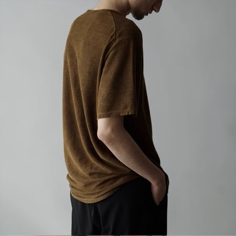 COLINA "CAPERTICA"Natural Dyed Linen Heavy Jersey Solid H/S Tee(赤墨)unisex