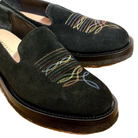 UNMARKED "embroidery loafers with crepe sole" black (mens)