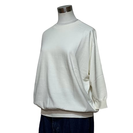 Linen ya"crewneck quater sleeve cotton knit"(ivory)women's