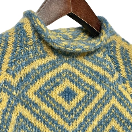 Slow Hands"nordic roll neck mohair knit"(teal)unisex