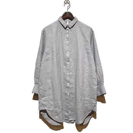 CAERULA"60linen back vents shirts"(gray)women's