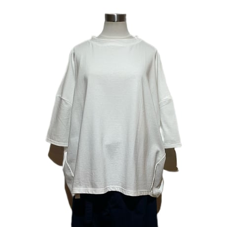 Linen ya"delave quater sleeve T-shirs"(white)women's