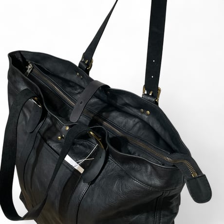 yoused"remake leather tote bag"(black)unisex