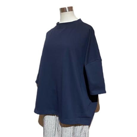 Linen ya"delave quater sleeve T-shirs"(navy)women's
