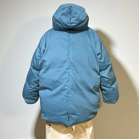 Slow Hands "poncho down parka reversible"(teal×mustard)women's
