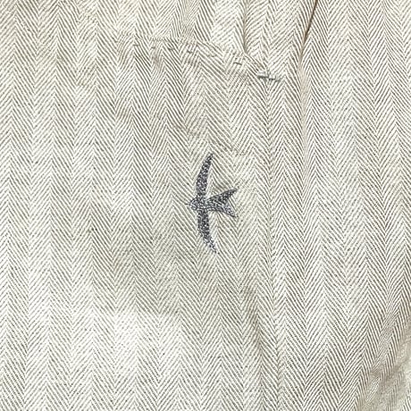 SlowHands”linen×cotton herringbone poofy pants"(natural)unisex