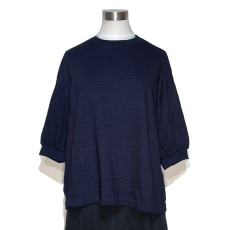 TigreBrocante"indigo 天竺 gather 6分袖 T"(indigo)women's