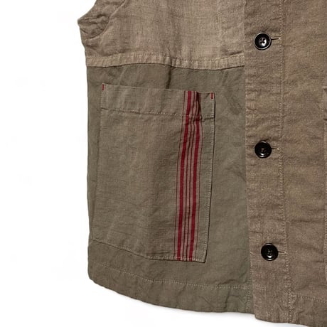 TigreBrocante"Re euro linen sheets mix open pocket vest"(mocha)women's