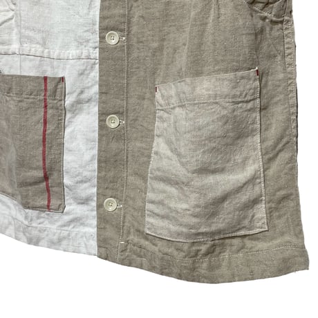 TigreBrocante"Re euro linen sheets mix open pocket vest"(natural)women's