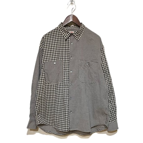 FUNSET OF ART “gimgham check norm shirts"(navy)unisex